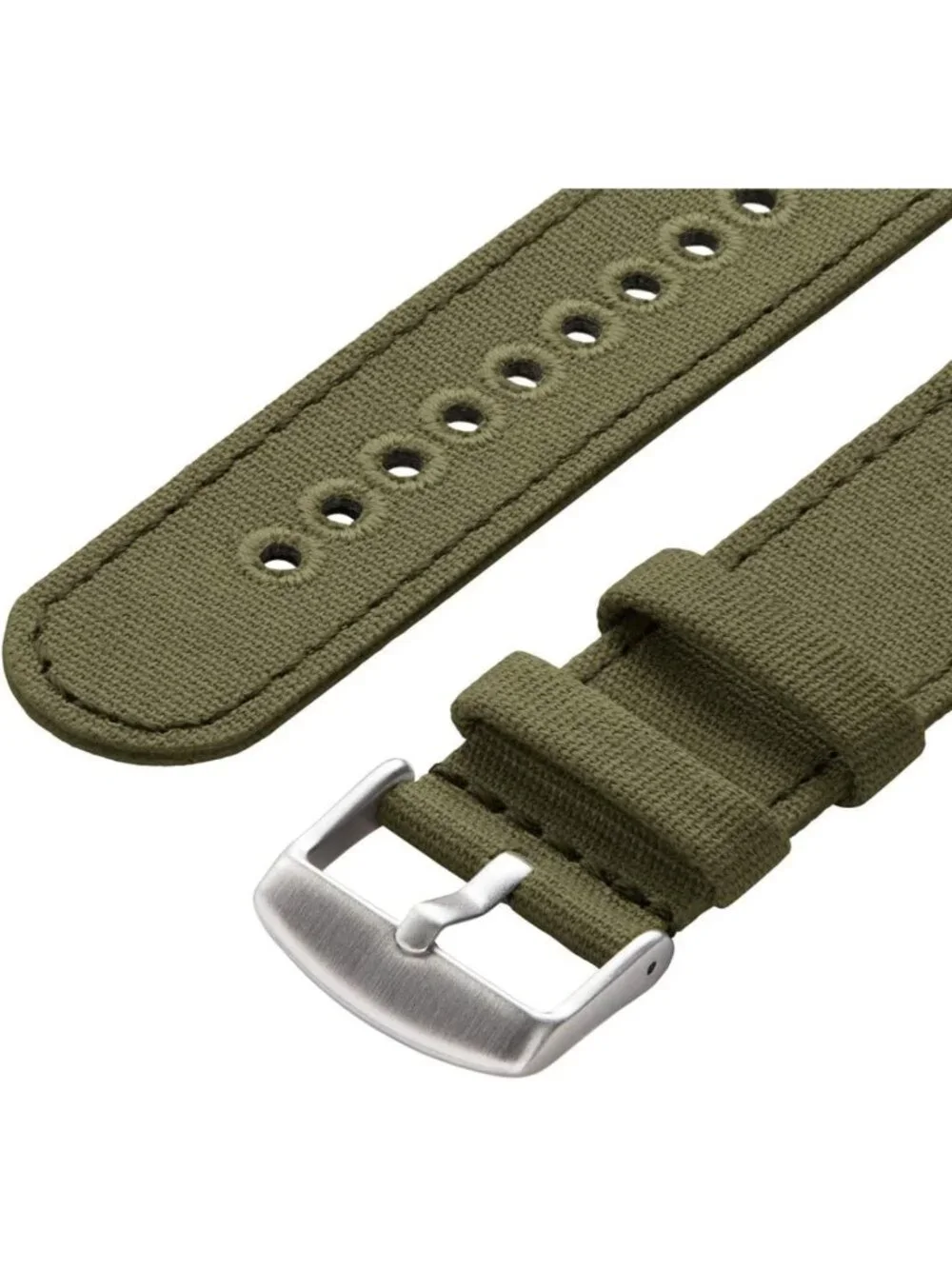 Stylish Canvas Quick Release Watch Straps in Faded Olive - 20mm Adjustable Bands